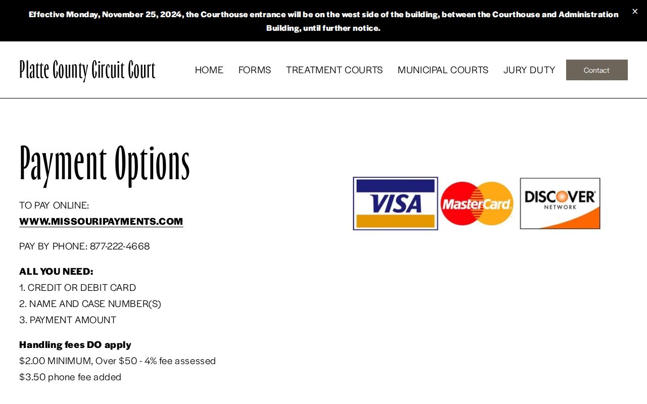 Platte County court payment options page