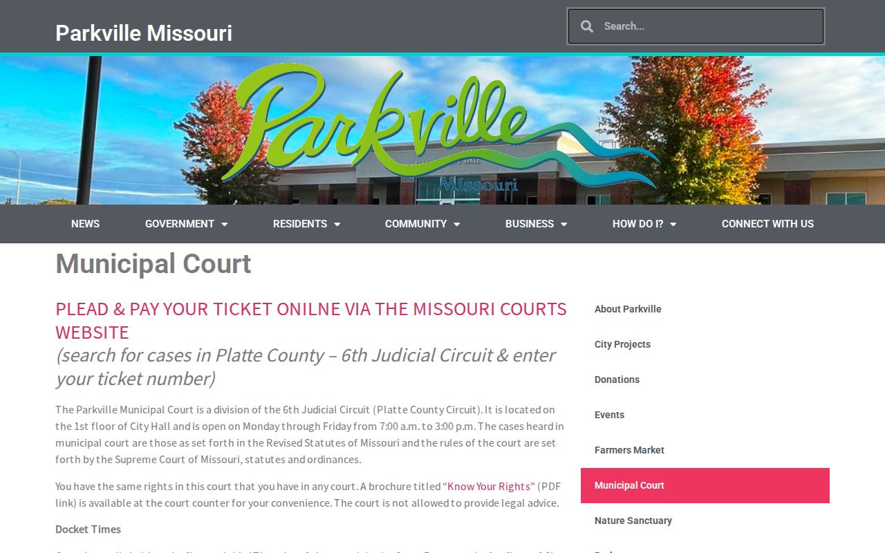 Parkville municipal court information